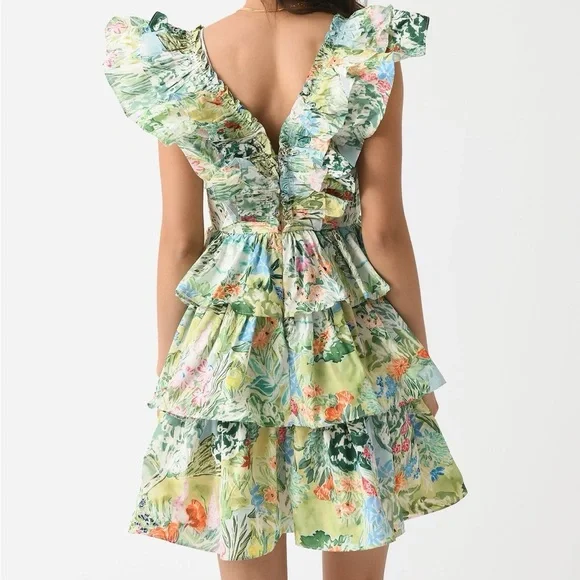 Hunter Bell Pamela Dress Garden Party Floral Tiered Mini Size 10 - Picture 12 of 16